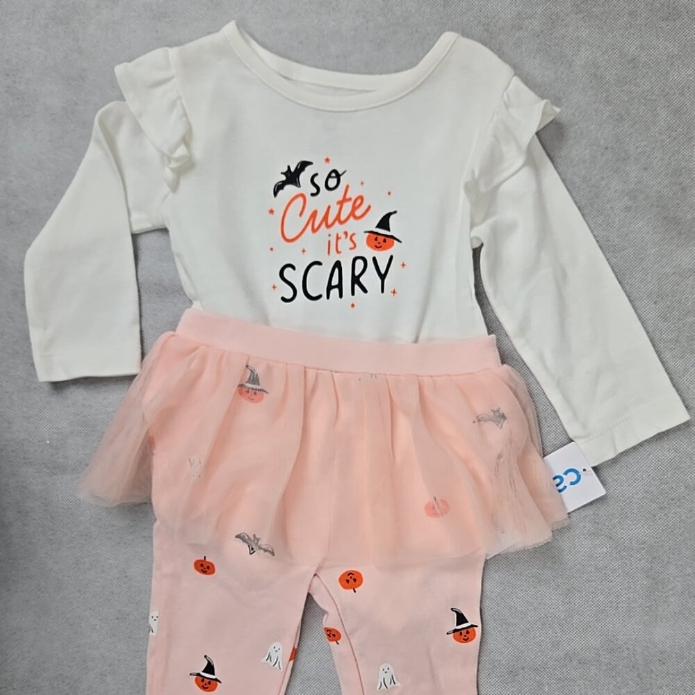 Carter's Baby Girl 18 mo "So Cute Scary"‎ Halloween Long Sleeve 2 piece NEW